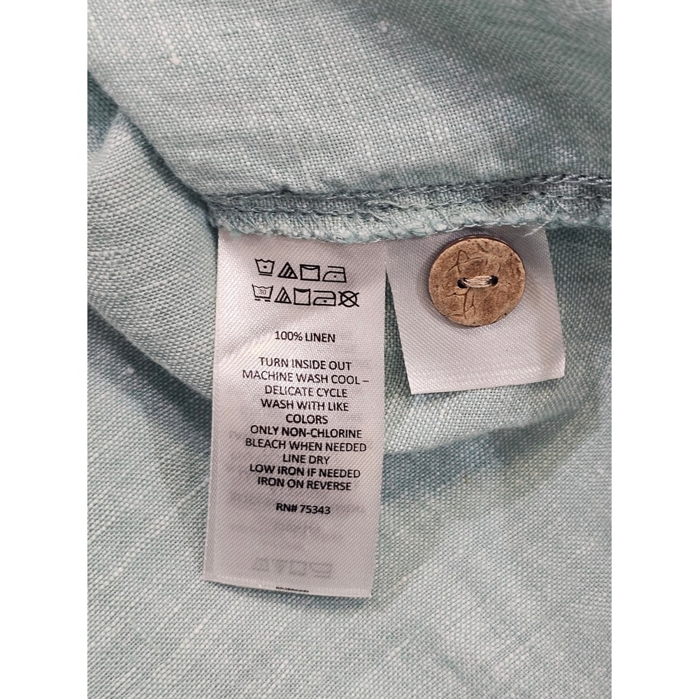 Nicole Miller 100% Linen Tunic Women XL Mint Green V-Neck Sleeveless Side Button - Picture 5 of 5